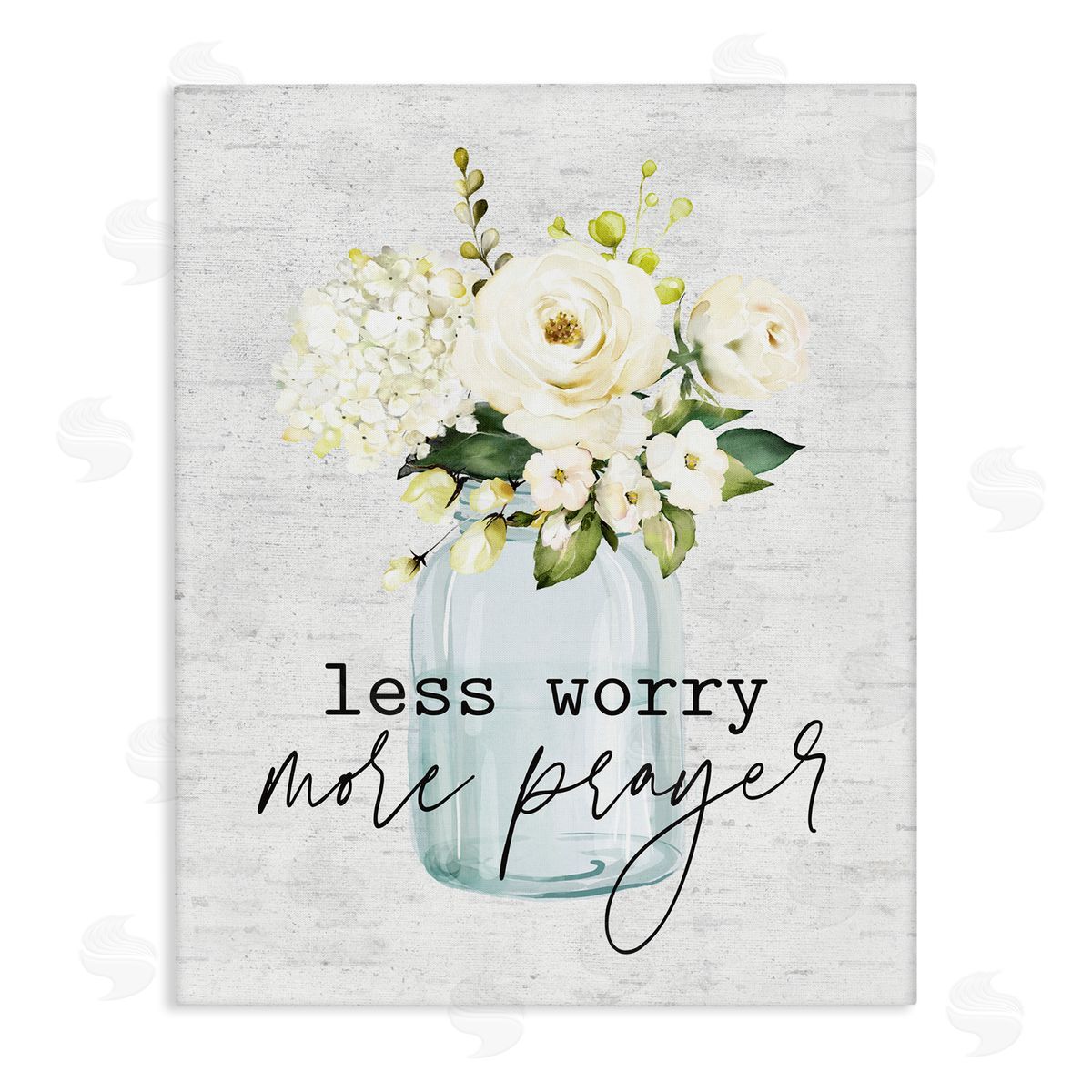 Less Worry More Prayer Florals Canvas Wall Art, Home Decor by Lettered and Lined