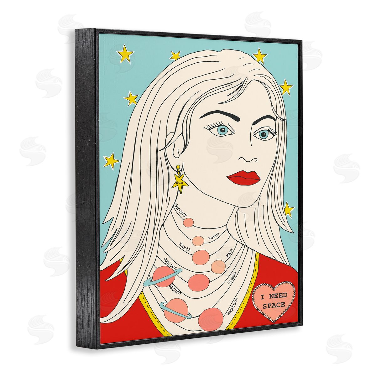 I Need Space Female Portrait Black Frame Print Wall Art, Home Decor by Sangita Bachelet