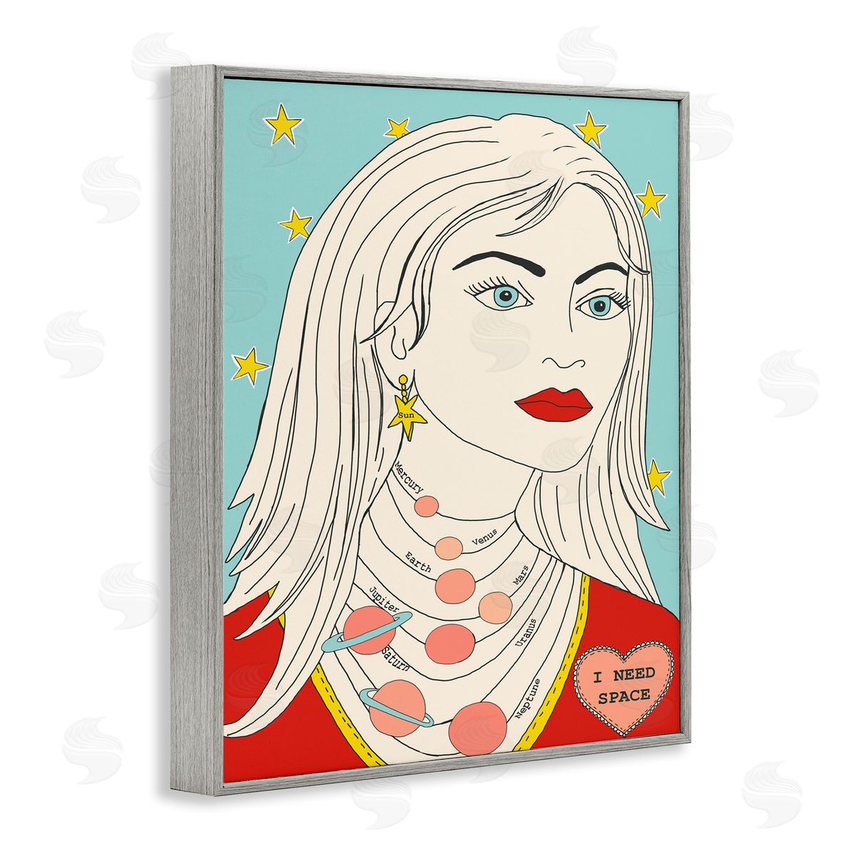 I Need Space Female Portrait Grey Frame Print Wall Art, Home Decor by Sangita Bachelet