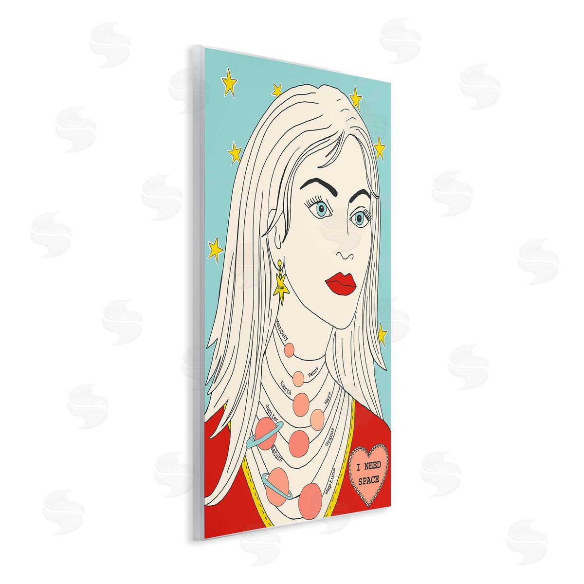 I Need Space Female Portrait Wood Plaque Wall Art, Home Decor by Sangita Bachelet