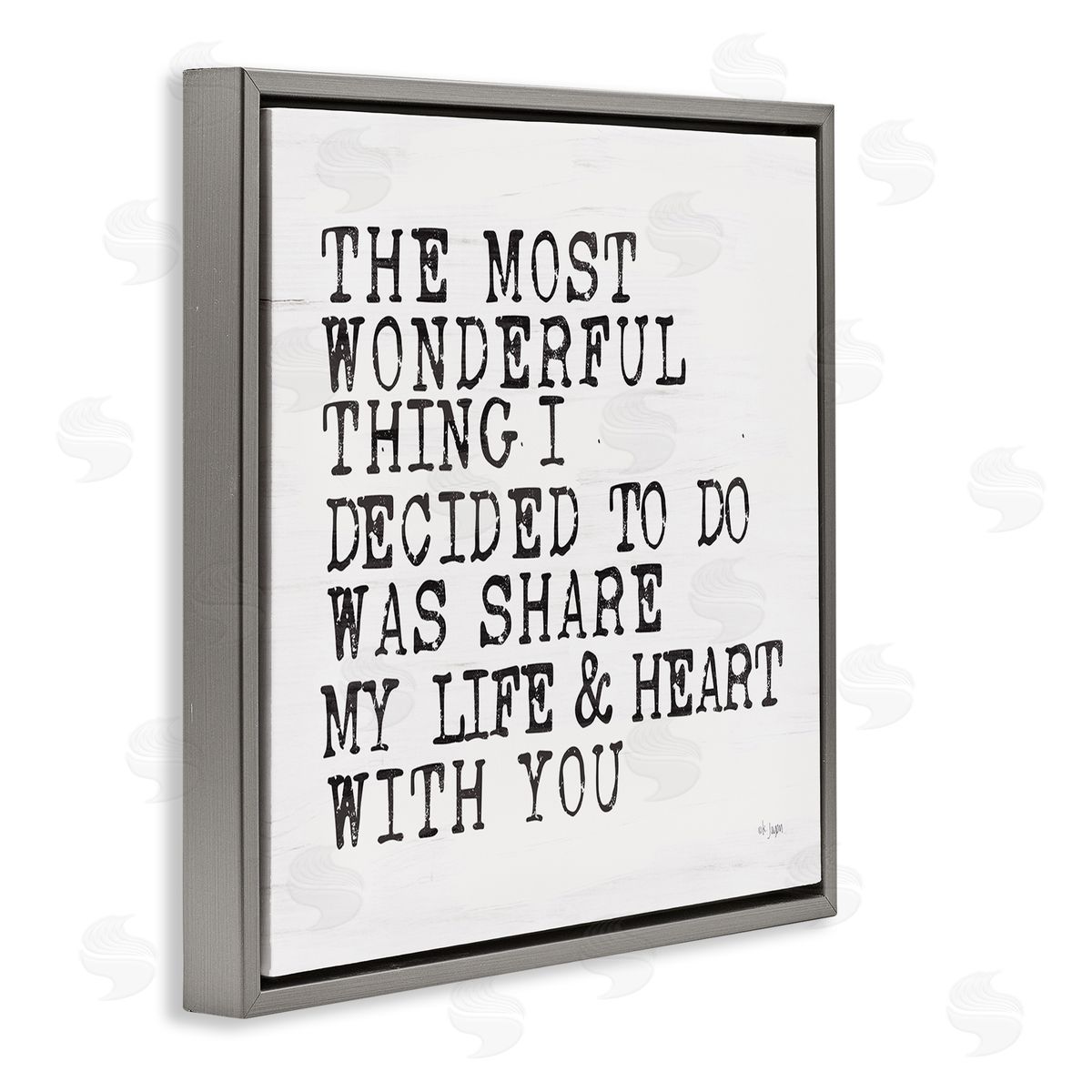 Share My Heart Inspirational Grey Floating Frame Canvas Wall Art, Home Decor by JAXN BLVD