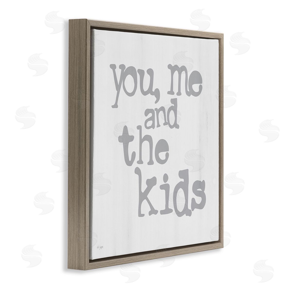 You Me and The Kids Phrase Brown Floating Frame Canvas Wall Art, Home Decor by JAXN BLVD