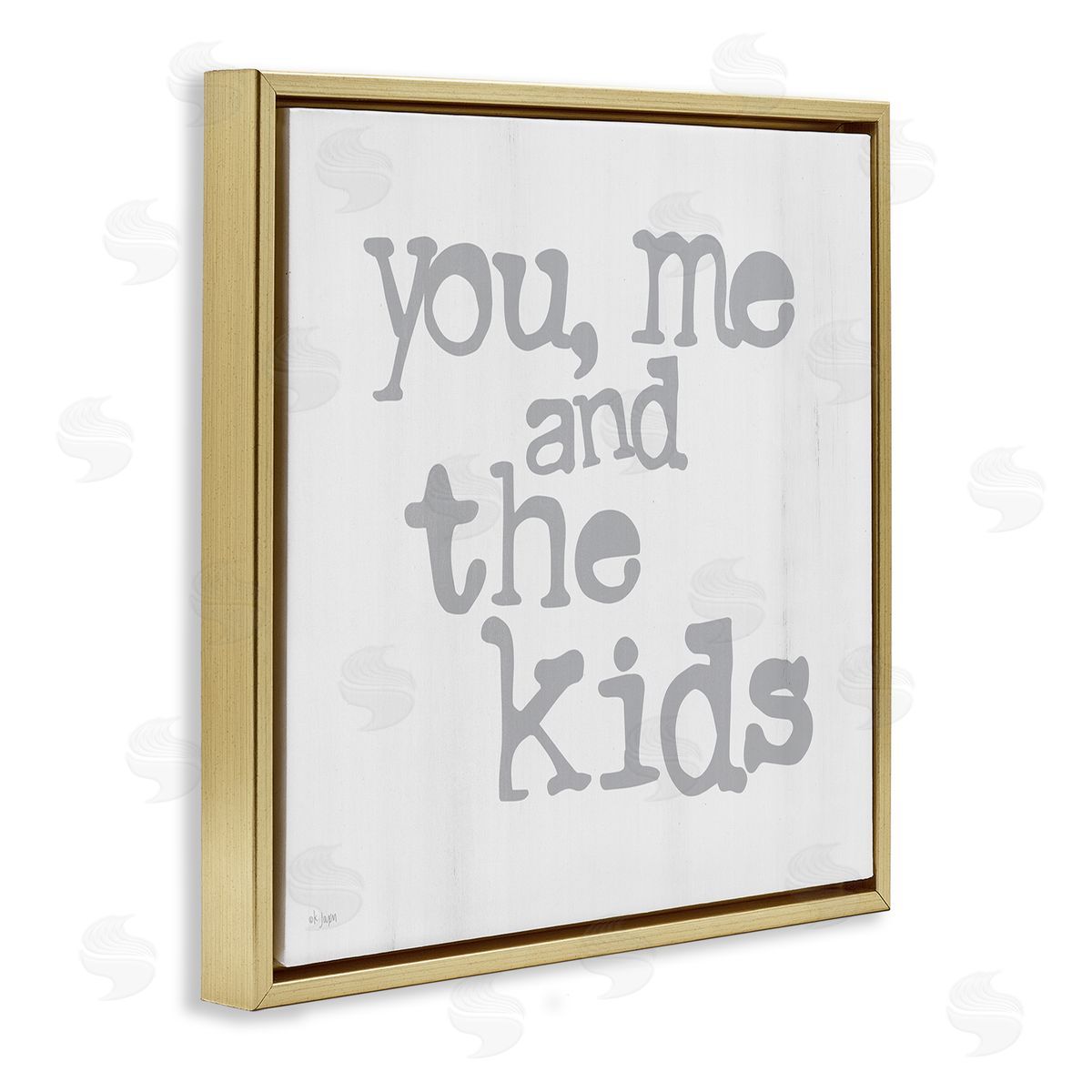 You Me and The Kids Phrase Gold Floating Frame Canvas Wall Art, Home Decor by JAXN BLVD