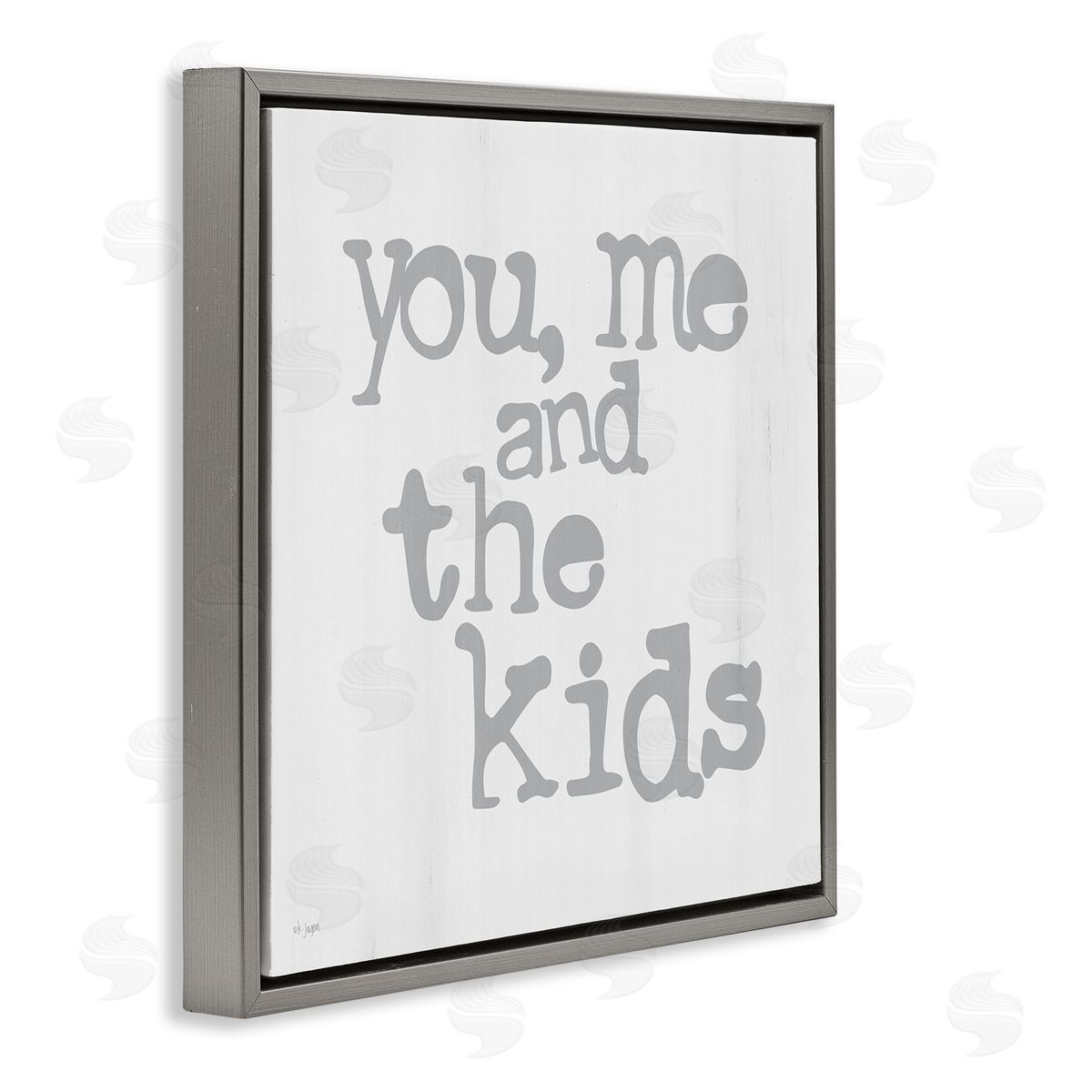 You Me and The Kids Phrase Grey Floating Frame Canvas Wall Art, Home Decor by JAXN BLVD