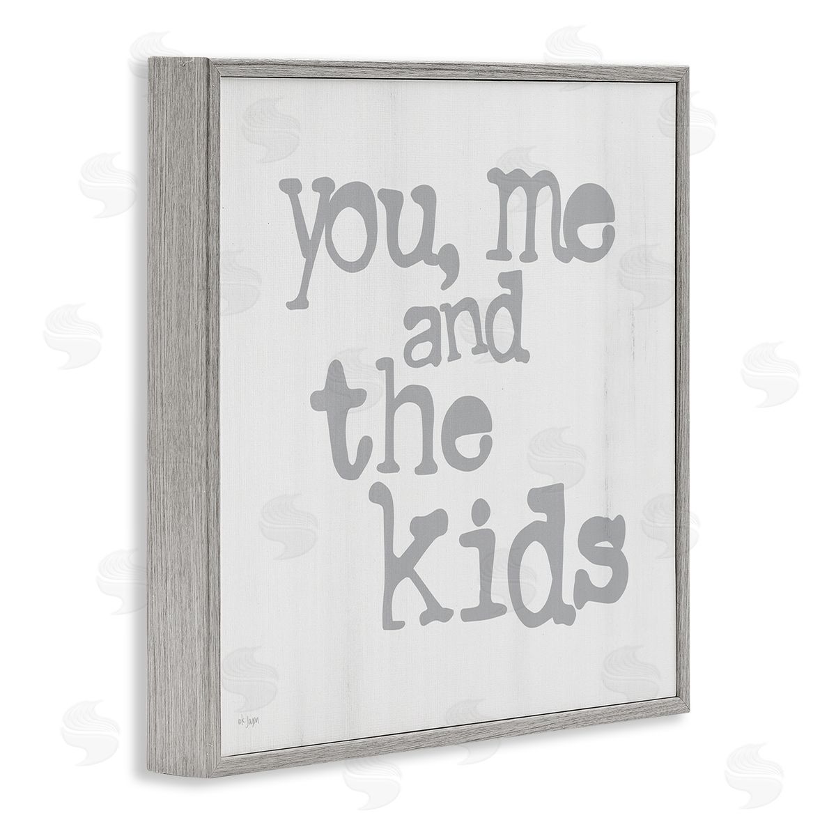You Me and The Kids Phrase Grey Frame Print Wall Art, Home Decor by JAXN BLVD