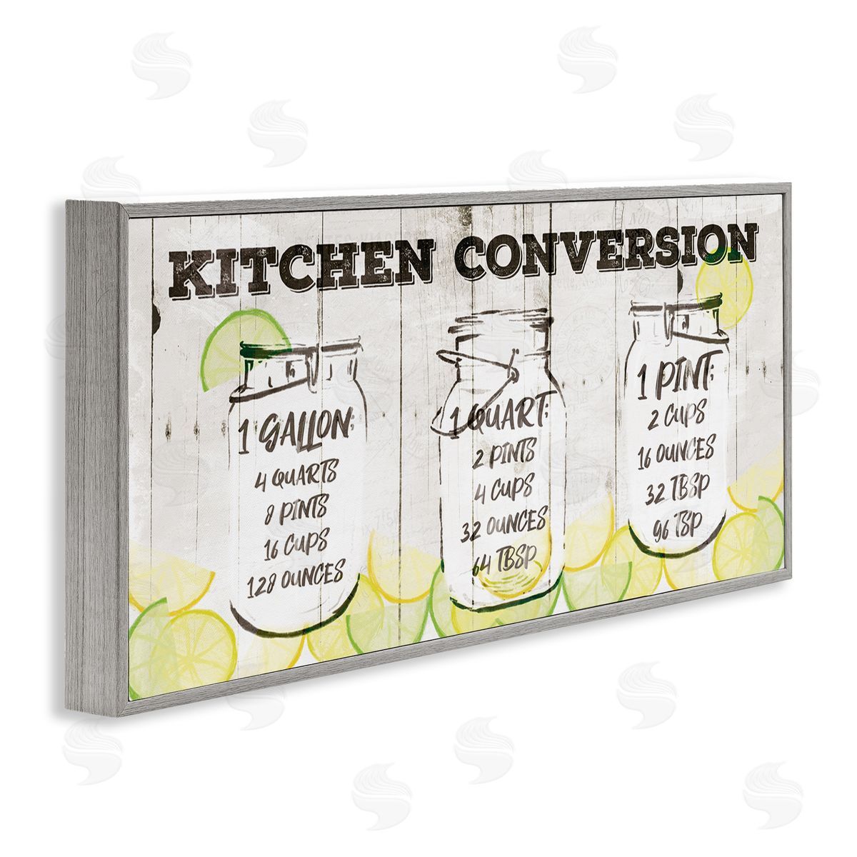 Kitchen Conversion Summer Jars Grey Frame Print Wall Art, Home Decor by Jace Grey