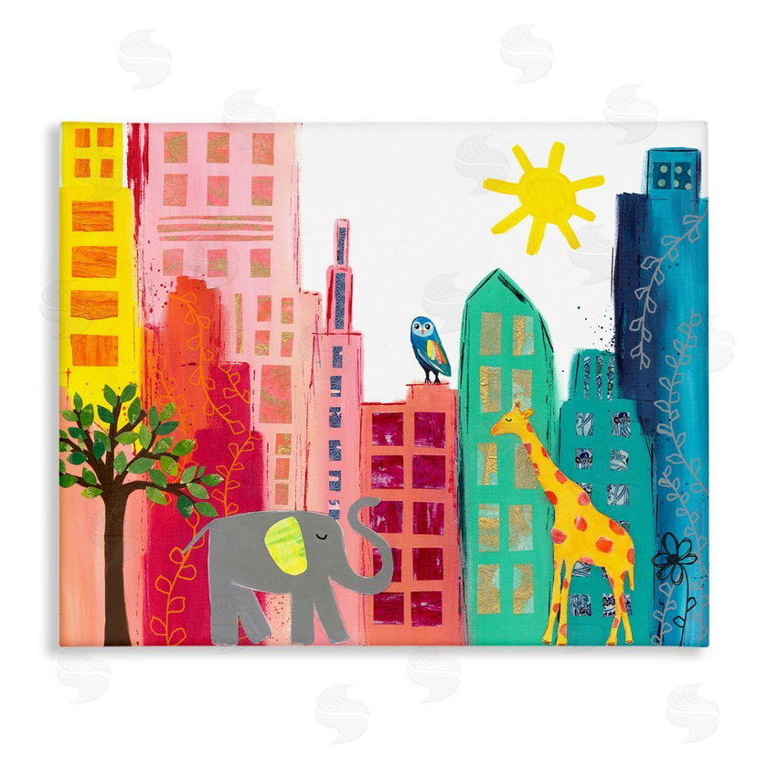 Jennifer McCully | Colorful Safari Animal City Scene