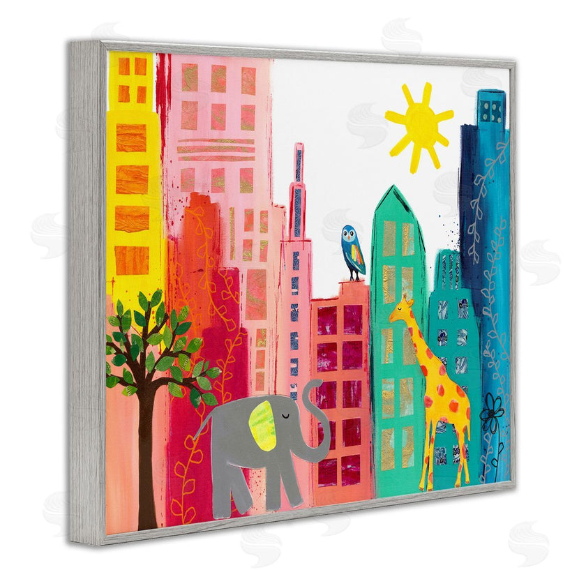 Jennifer McCully | Colorful Safari Animal City Scene