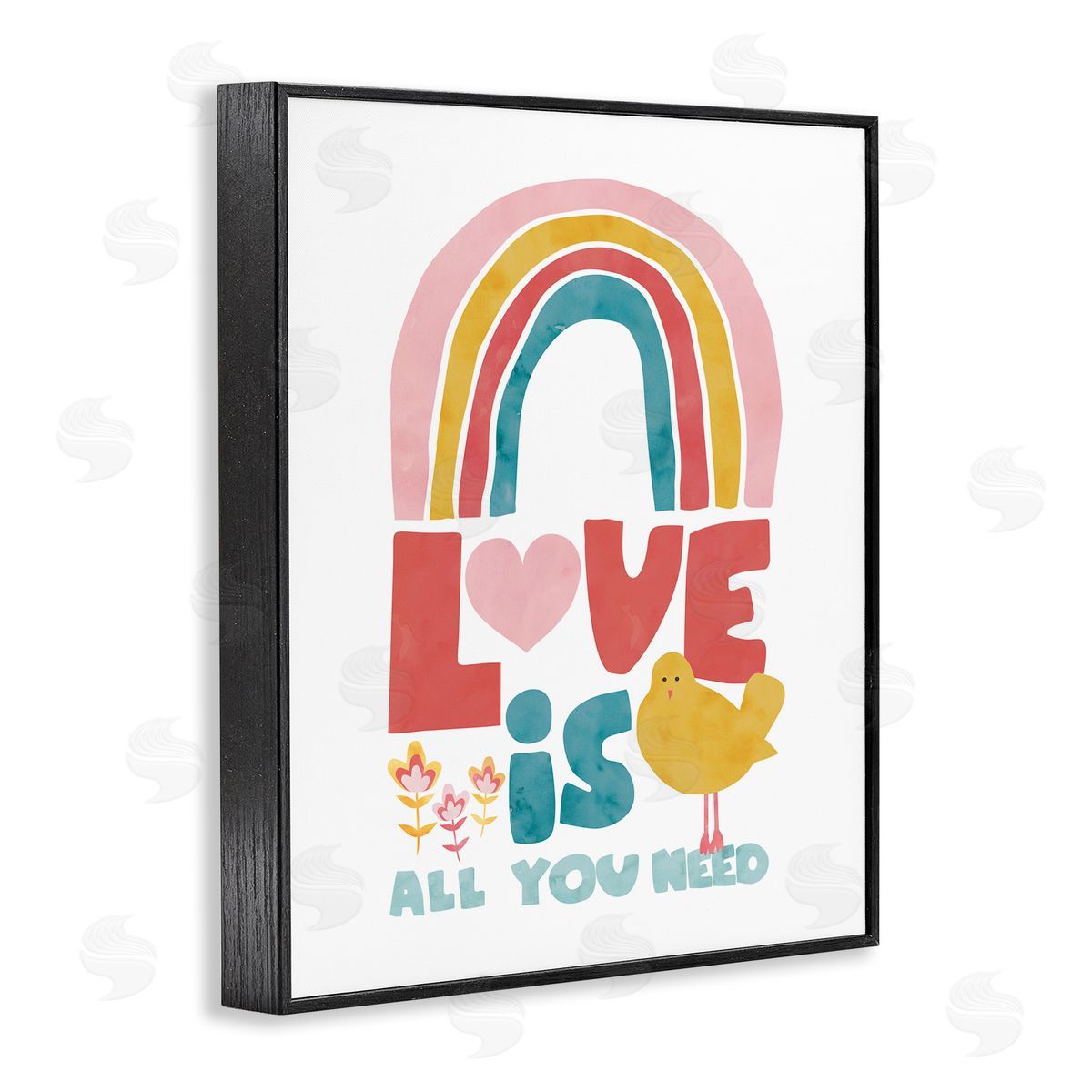 Rainbow Love Is All You Need Black Frame Print Wall Art, Home Decor by Jennifer McCully