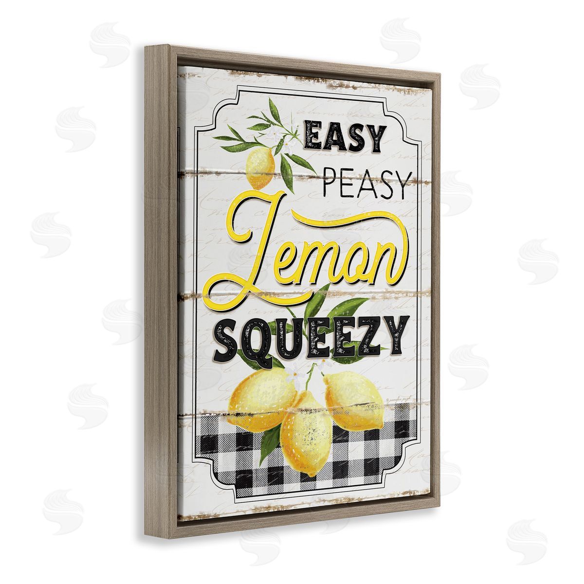 Easy Peasy Lemon Squeezy Farmhouse Brown Floating Frame Canvas Wall Art, Home Decor by Jennifer Pugh