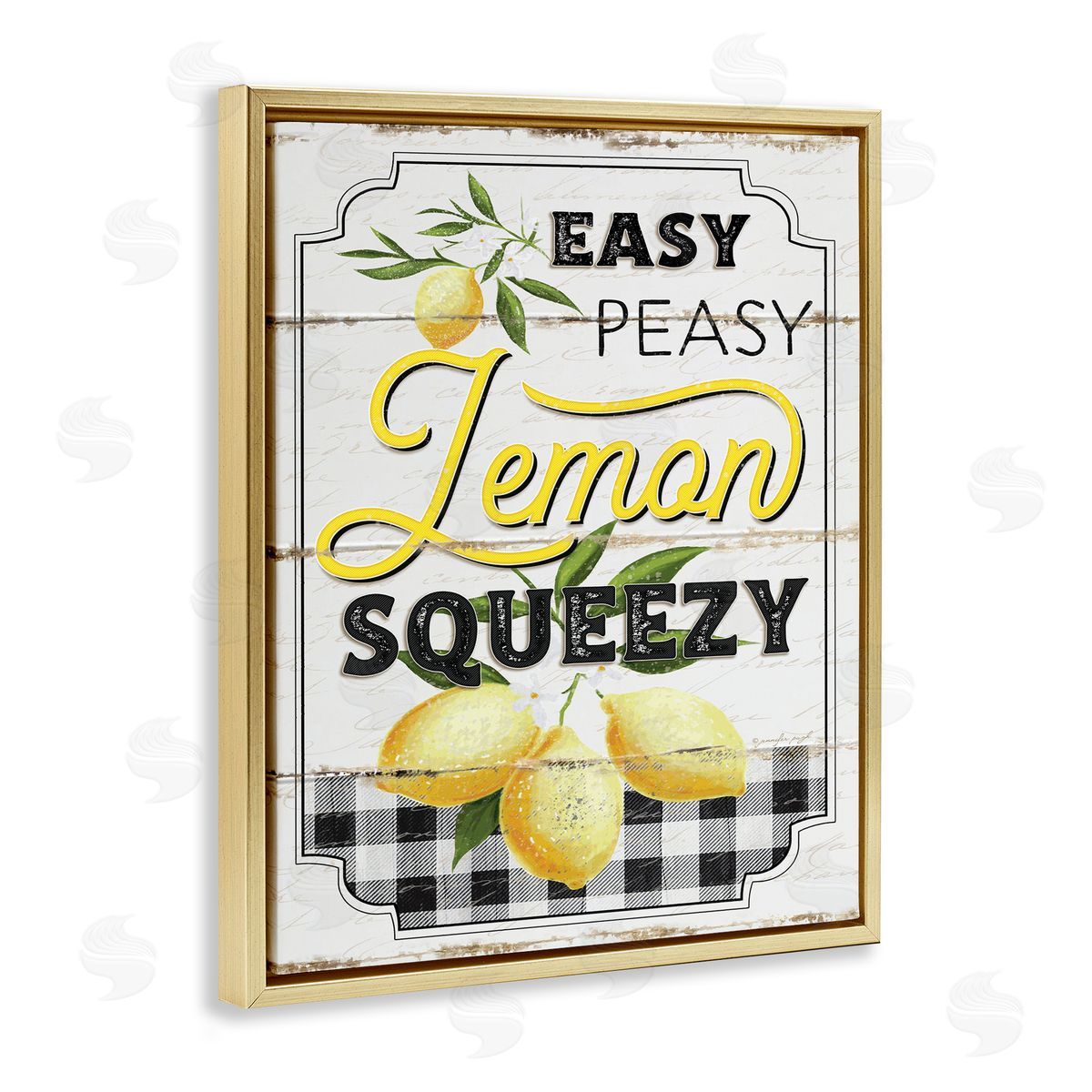 Easy Peasy Lemon Squeezy Farmhouse Gold Floating Frame Canvas Wall Art, Home Decor by Jennifer Pugh