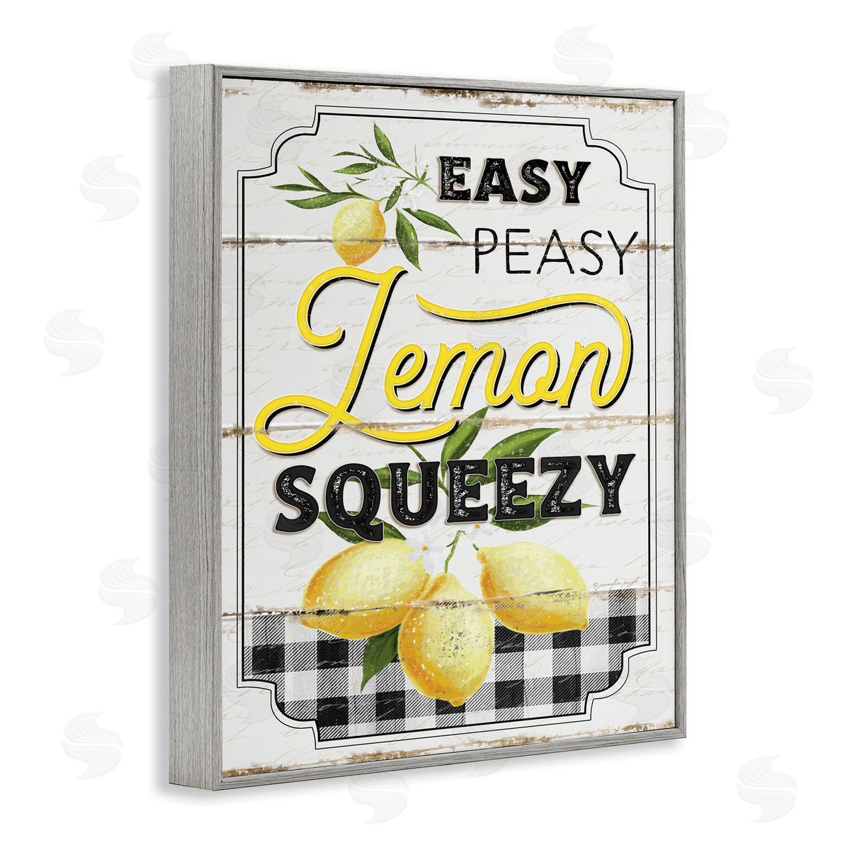 Easy Peasy Lemon Squeezy Farmhouse Grey Frame Print Wall Art, Home Decor by Jennifer Pugh
