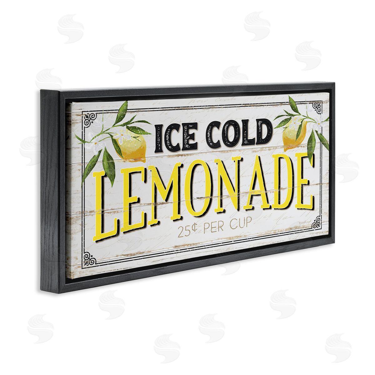 Ice Cold Lemonade Farmhouse Sign Black Floating Frame Canvas Wall Art, Home Decor by Jennifer Pugh