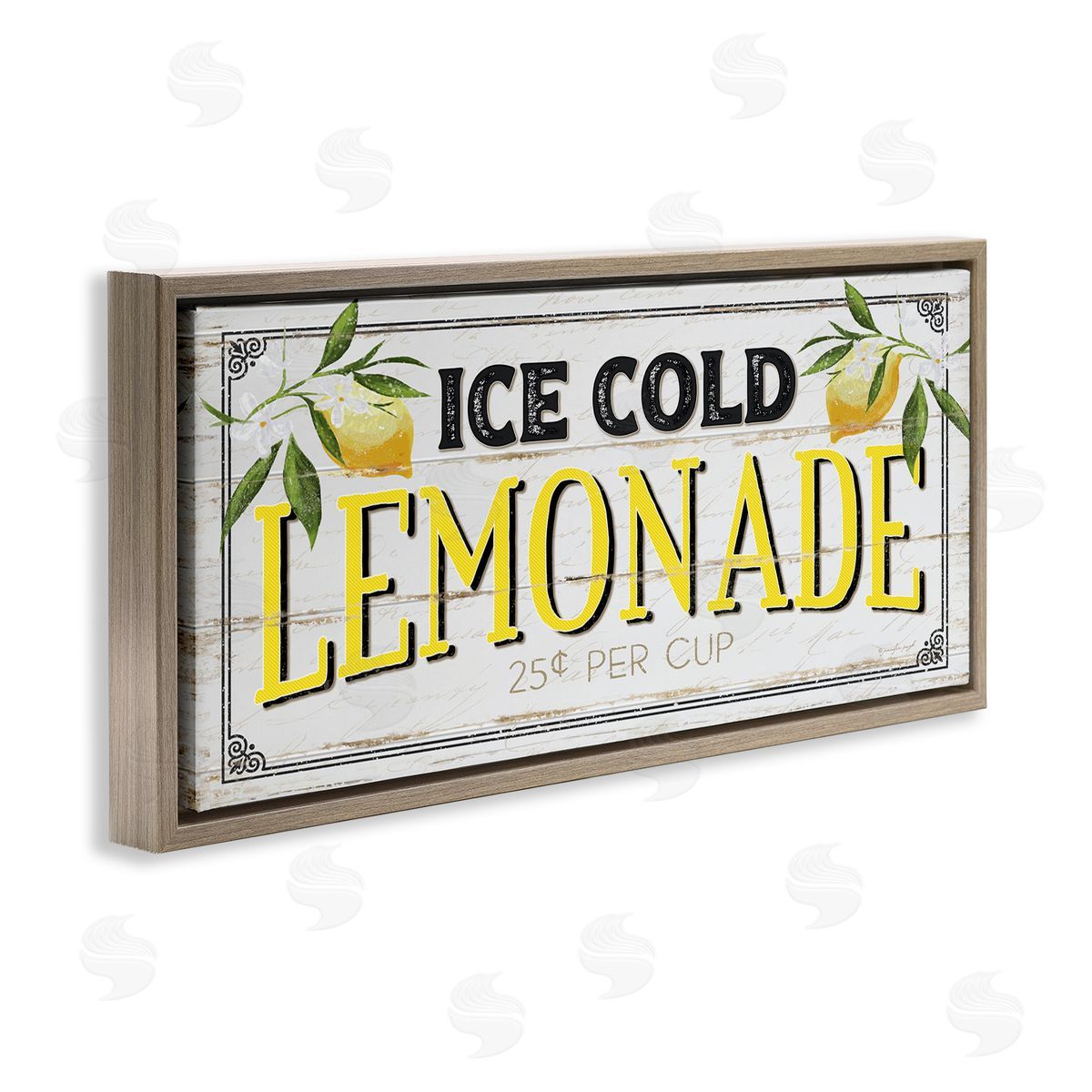 Ice Cold Lemonade Farmhouse Sign Brown Floating Frame Canvas Wall Art, Home Decor by Jennifer Pugh