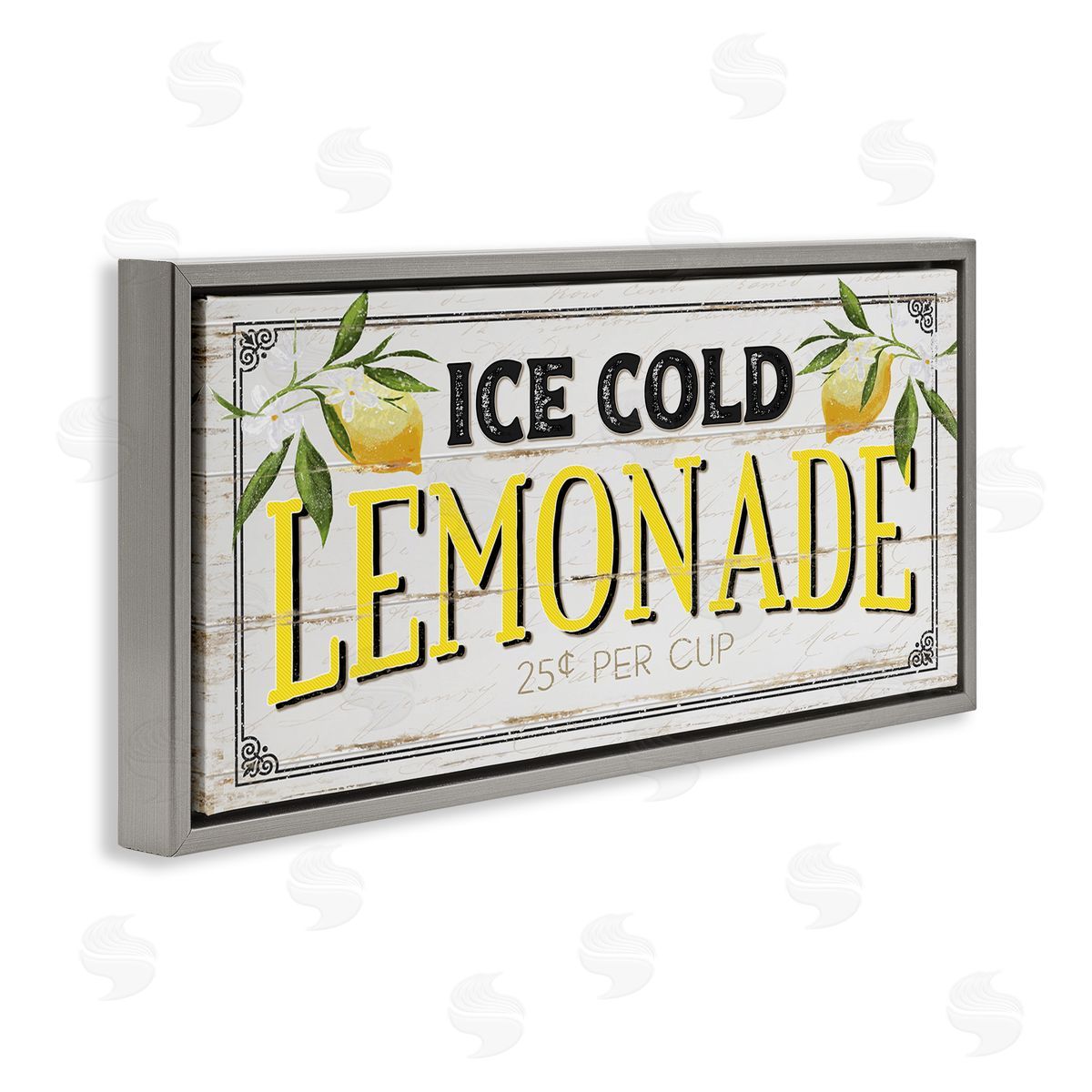 Ice Cold Lemonade Farmhouse Sign Grey Floating Frame Canvas Wall Art, Home Decor by Jennifer Pugh