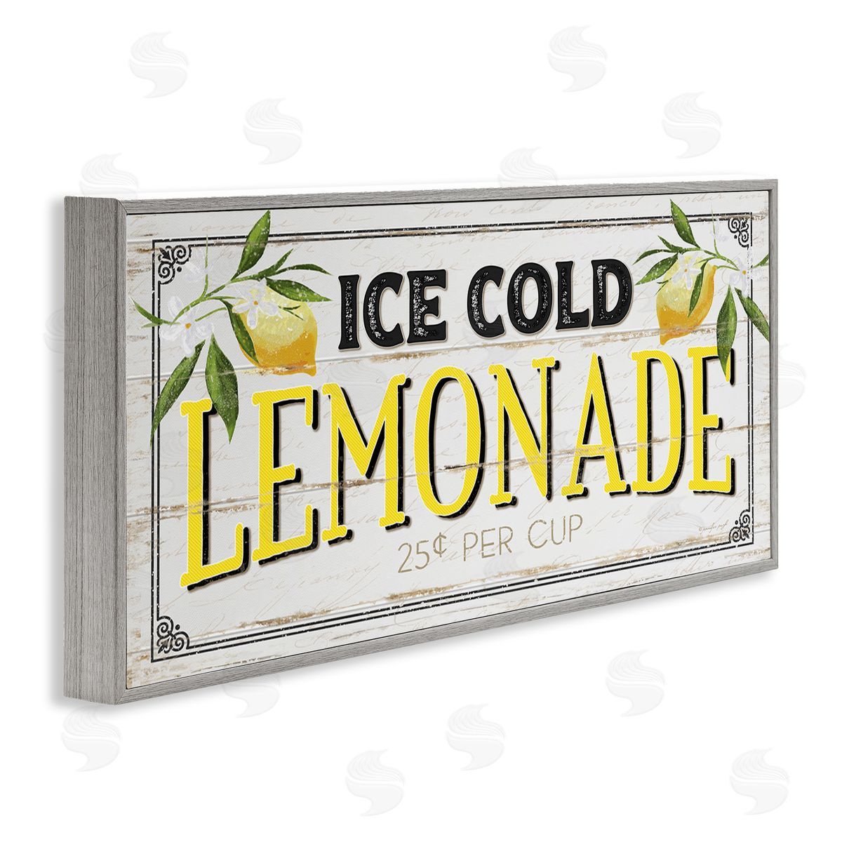 Ice Cold Lemonade Farmhouse Sign Grey Frame Print Wall Art, Home Decor by Jennifer Pugh