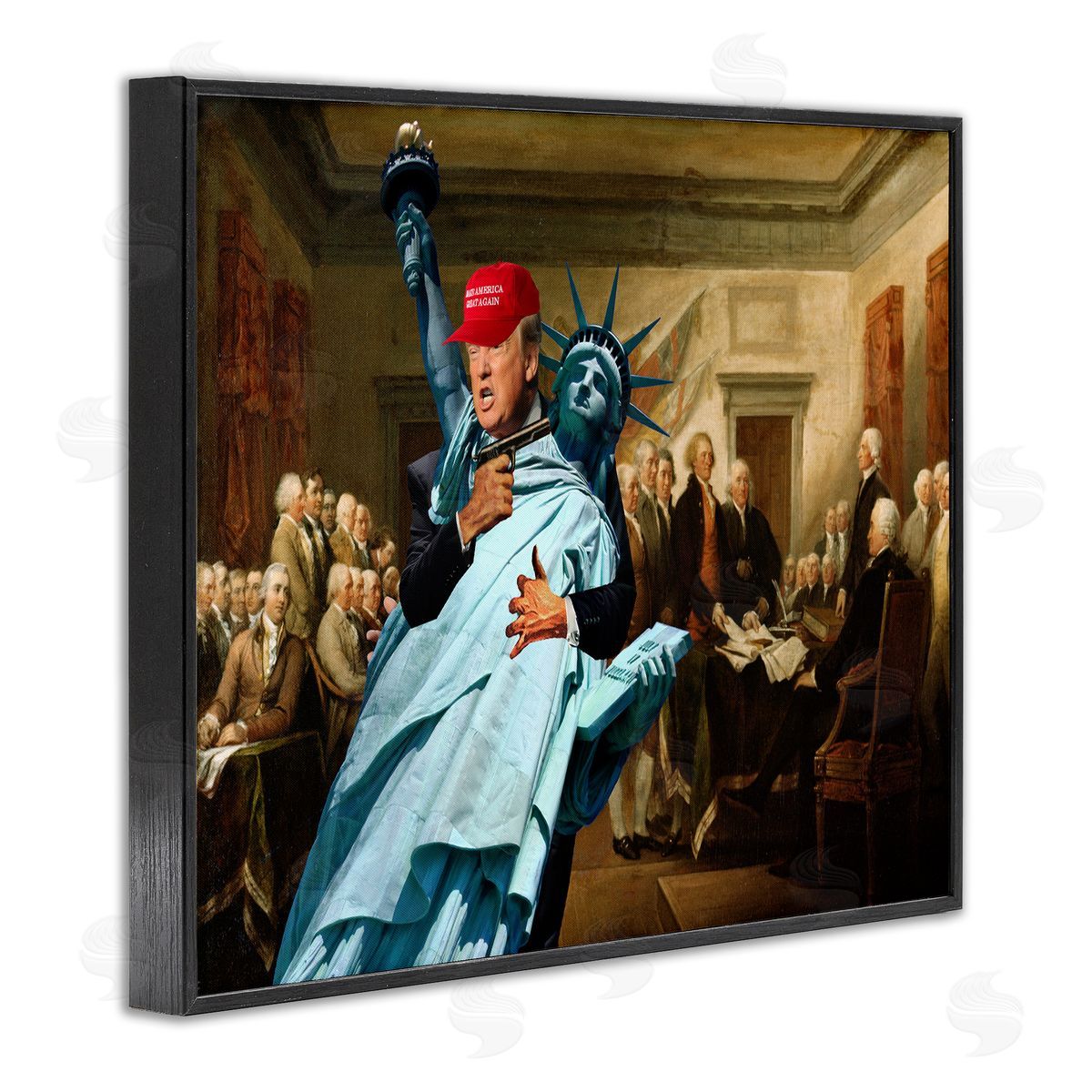 Liberty Threatened and Founding Fathers Black Frame Print Wall Art, Home Decor by Barry Kite