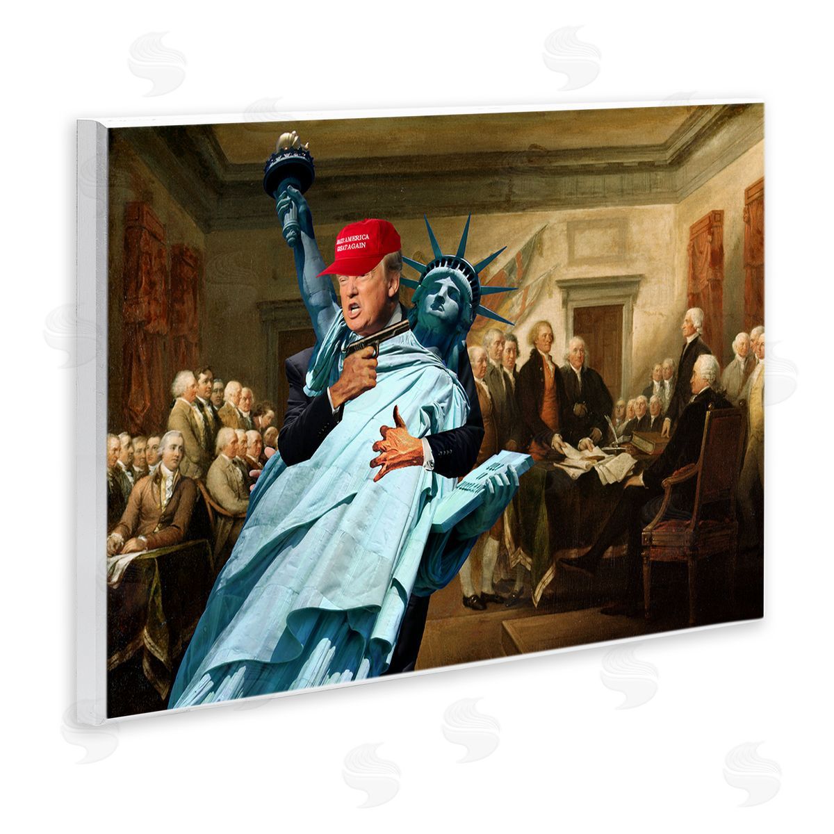 Liberty Threatened and Founding Fathers Wood Plaque Wall Art, Home Decor by Barry Kite
