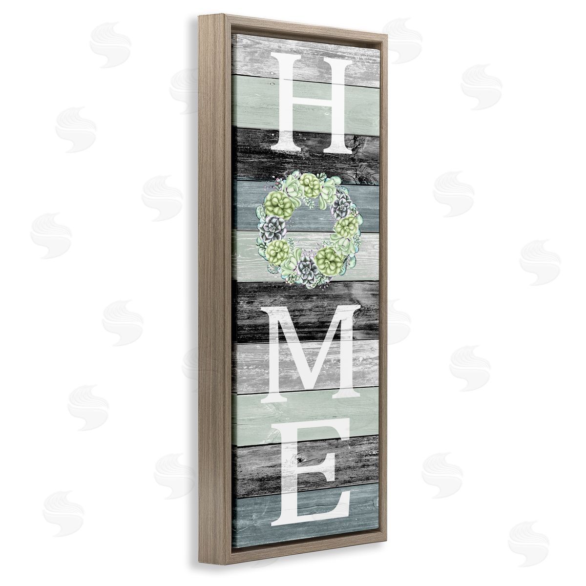 Welcome Home Succulent Accent Brown Floating Frame Canvas Wall Art, Home Decor by Kim Allen