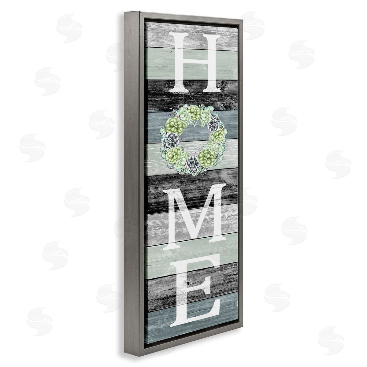 Welcome Home Succulent Accent Grey Floating Frame Canvas Wall Art, Home Decor by Kim Allen