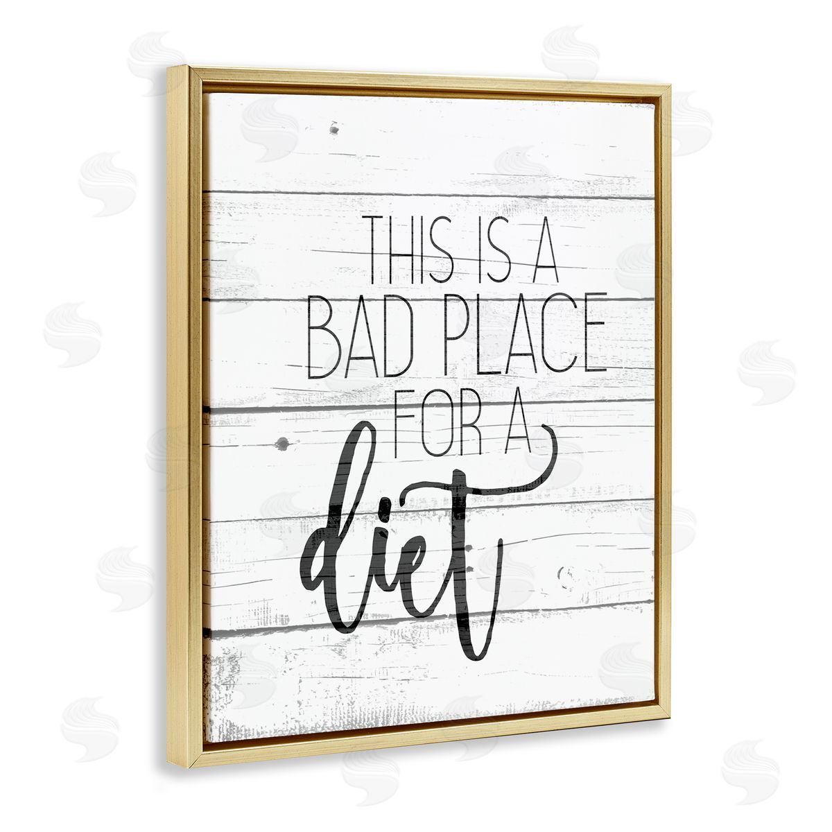 Bad Place for a Diet Funny Gold Floating Frame Canvas Wall Art, Home Decor by Kim Allen