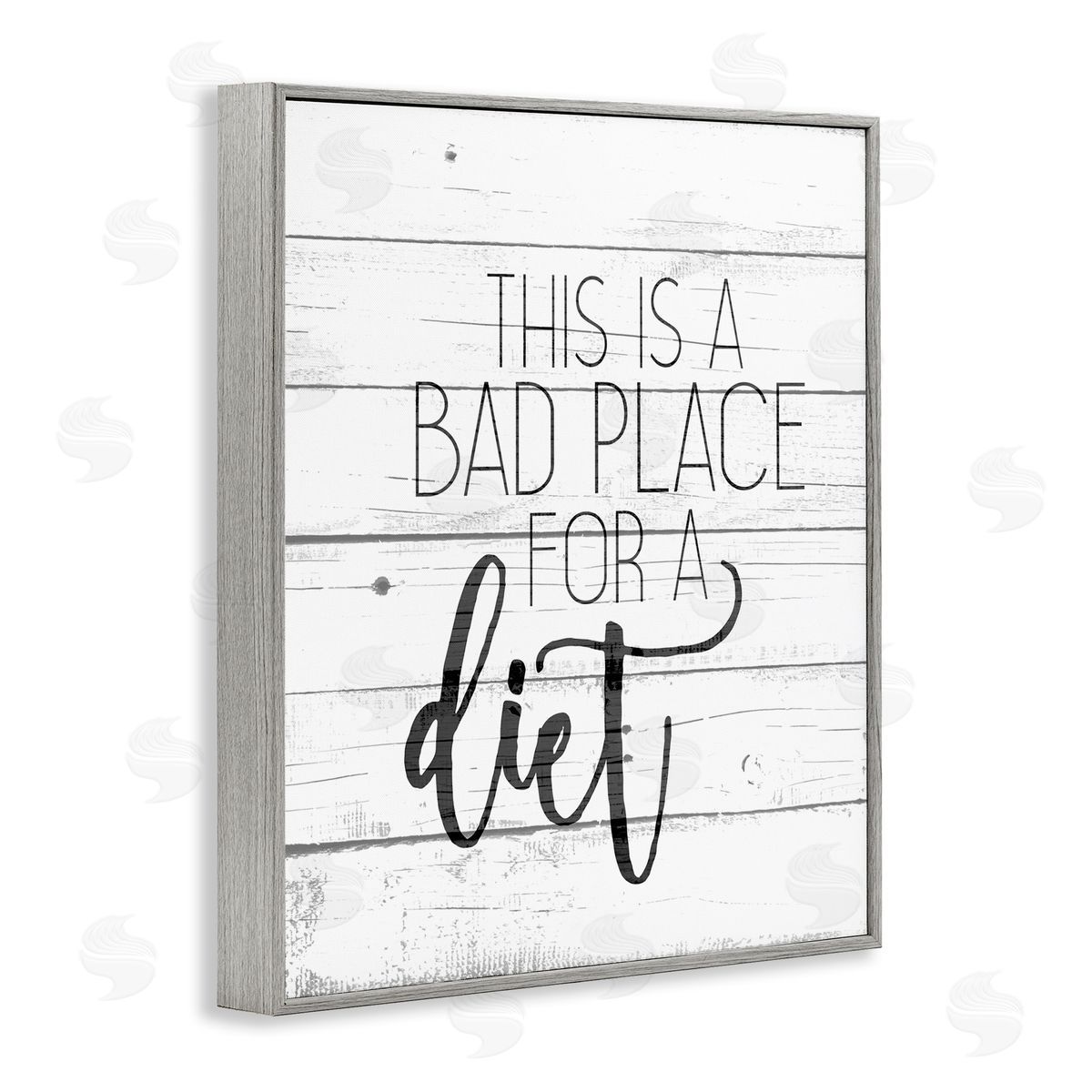 Bad Place for a Diet Funny Grey Frame Print Wall Art, Home Decor by Kim Allen