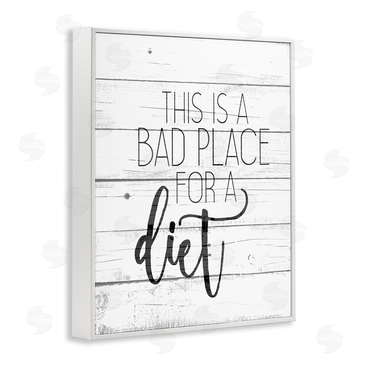 Bad Place for a Diet Funny White Frame Print Wall Art, Home Decor by Kim Allen