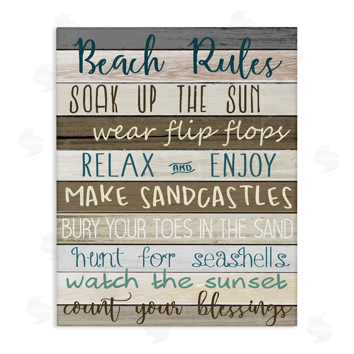 Nautical Fun Beach Rules Canvas Wall Art, Home Decor by Kim Allen