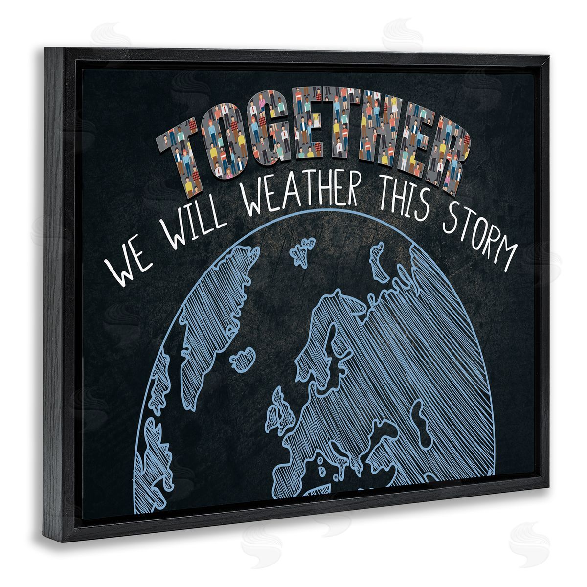 Together We Will Quote Black Floating Frame Canvas Wall Art, Home Decor by Kim Allen