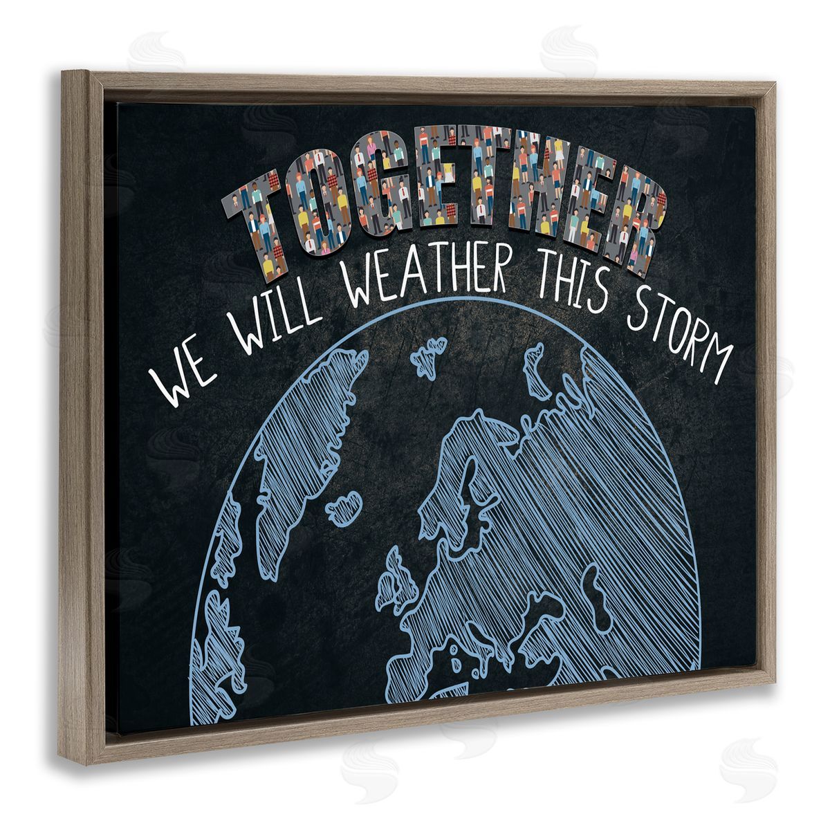 Together We Will Quote Brown Floating Frame Canvas Wall Art, Home Decor by Kim Allen