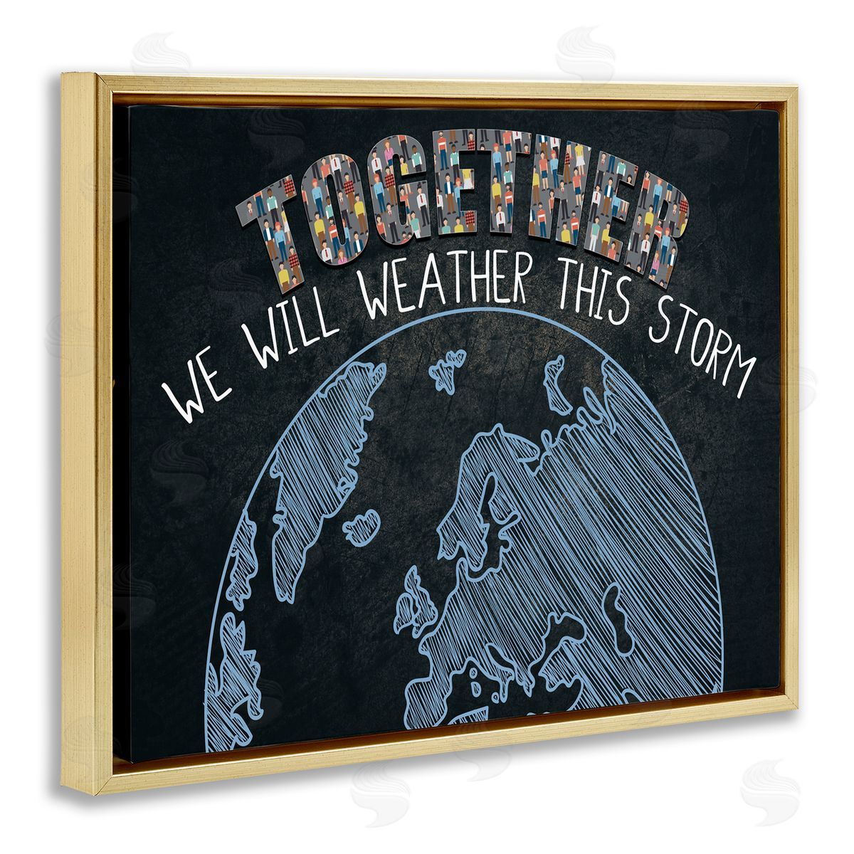 Together We Will Quote Gold Floating Frame Canvas Wall Art, Home Decor by Kim Allen