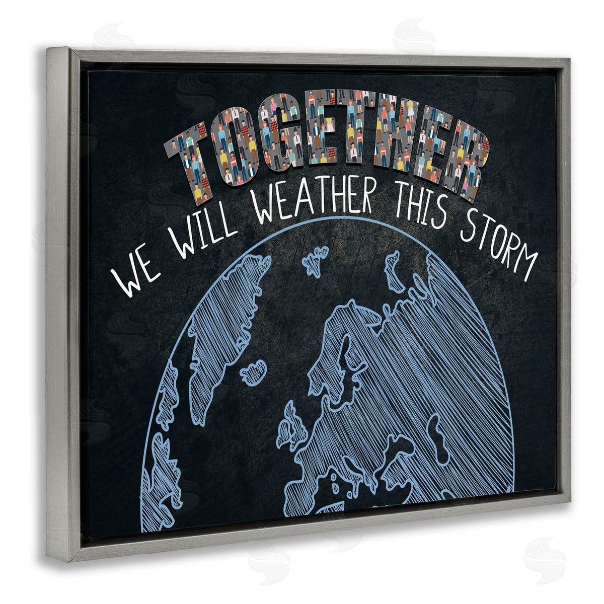Together We Will Quote Grey Floating Frame Canvas Wall Art, Home Decor by Kim Allen