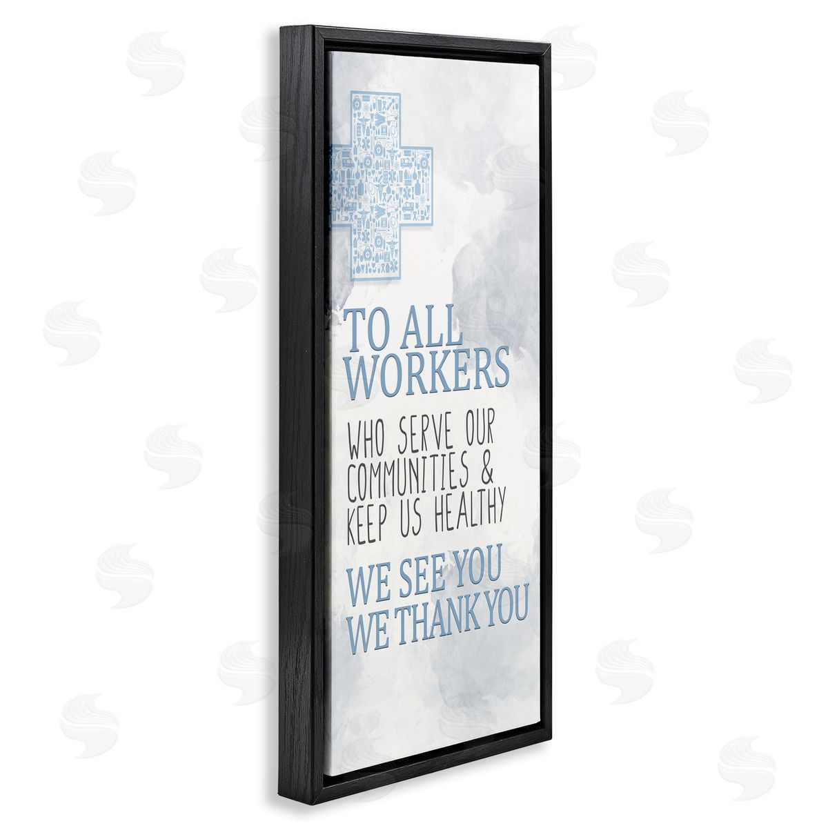 Health Care Worker Gratitude Black Floating Frame Canvas Wall Art, Home Decor by Kim Allen