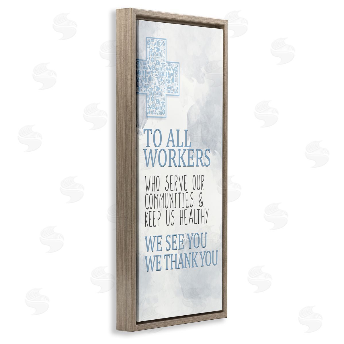 Health Care Worker Gratitude Brown Floating Frame Canvas Wall Art, Home Decor by Kim Allen