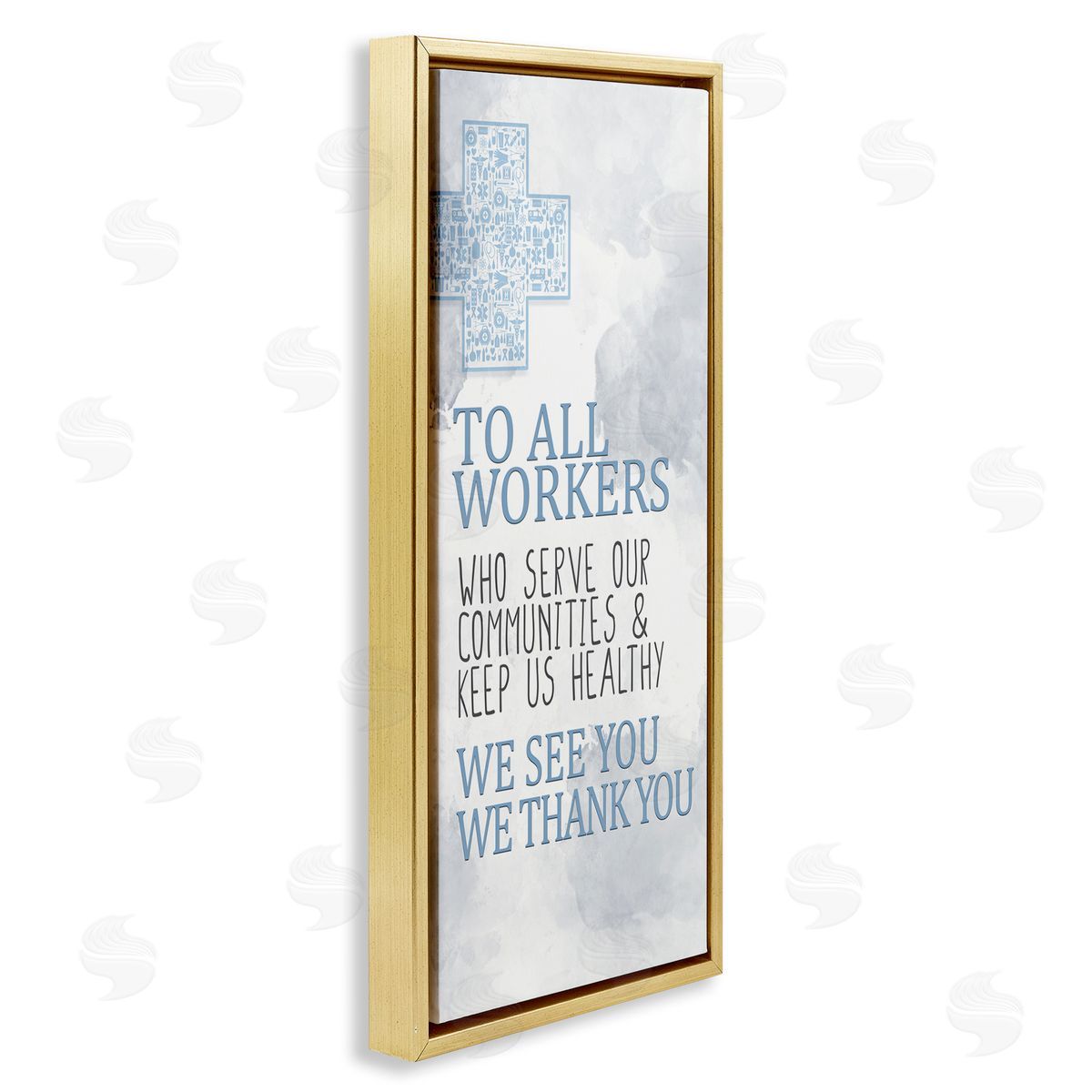 Health Care Worker Gratitude Gold Floating Frame Canvas Wall Art, Home Decor by Kim Allen