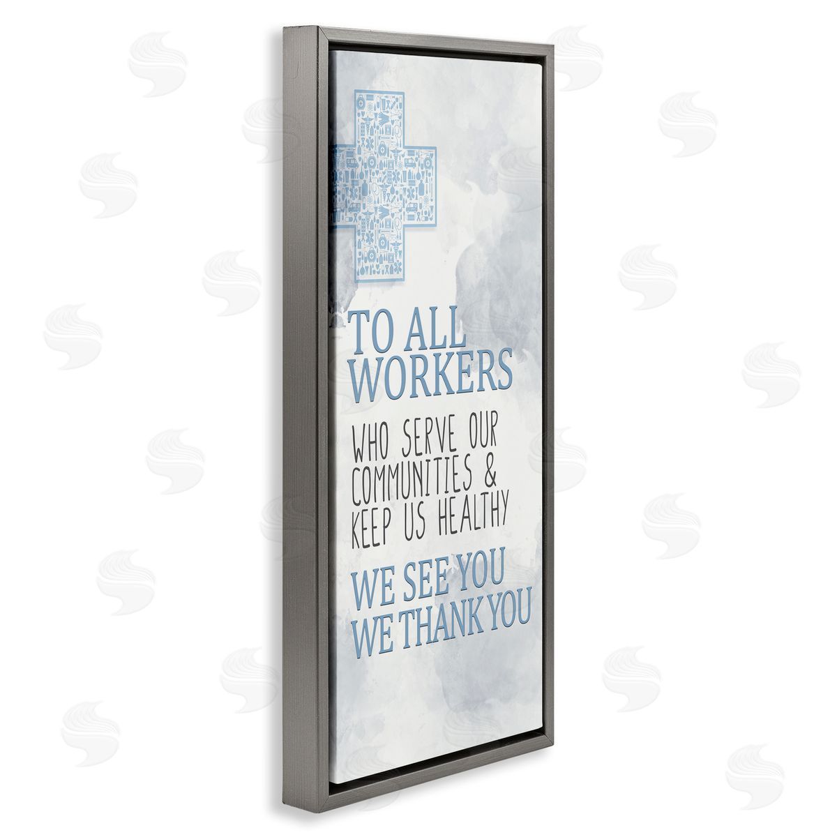 Health Care Worker Gratitude Grey Floating Frame Canvas Wall Art, Home Decor by Kim Allen