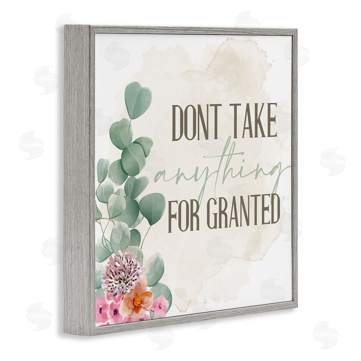Don't Take for Granted Florals Grey Frame Print Wall Art, Home Decor by Kim Allen