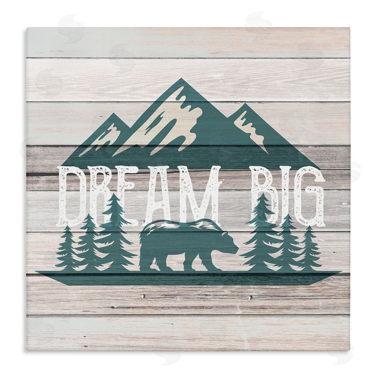 Dream Big Rustic Mountain Canvas Wall Art, Home Decor by Kim Allen