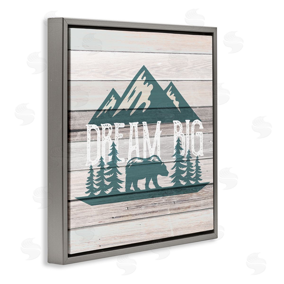 Dream Big Rustic Mountain Grey Floating Frame Canvas Wall Art, Home Decor by Kim Allen