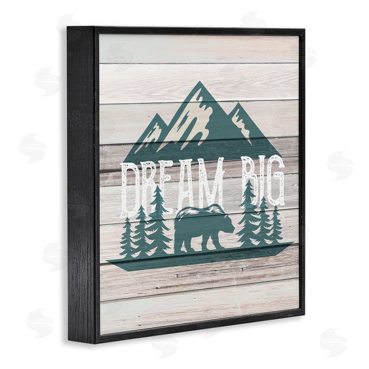 Dream Big Rustic Mountain Black Frame Print Wall Art, Home Decor by Kim Allen