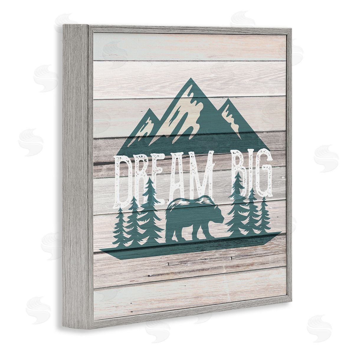Dream Big Rustic Mountain Grey Frame Print Wall Art, Home Decor by Kim Allen