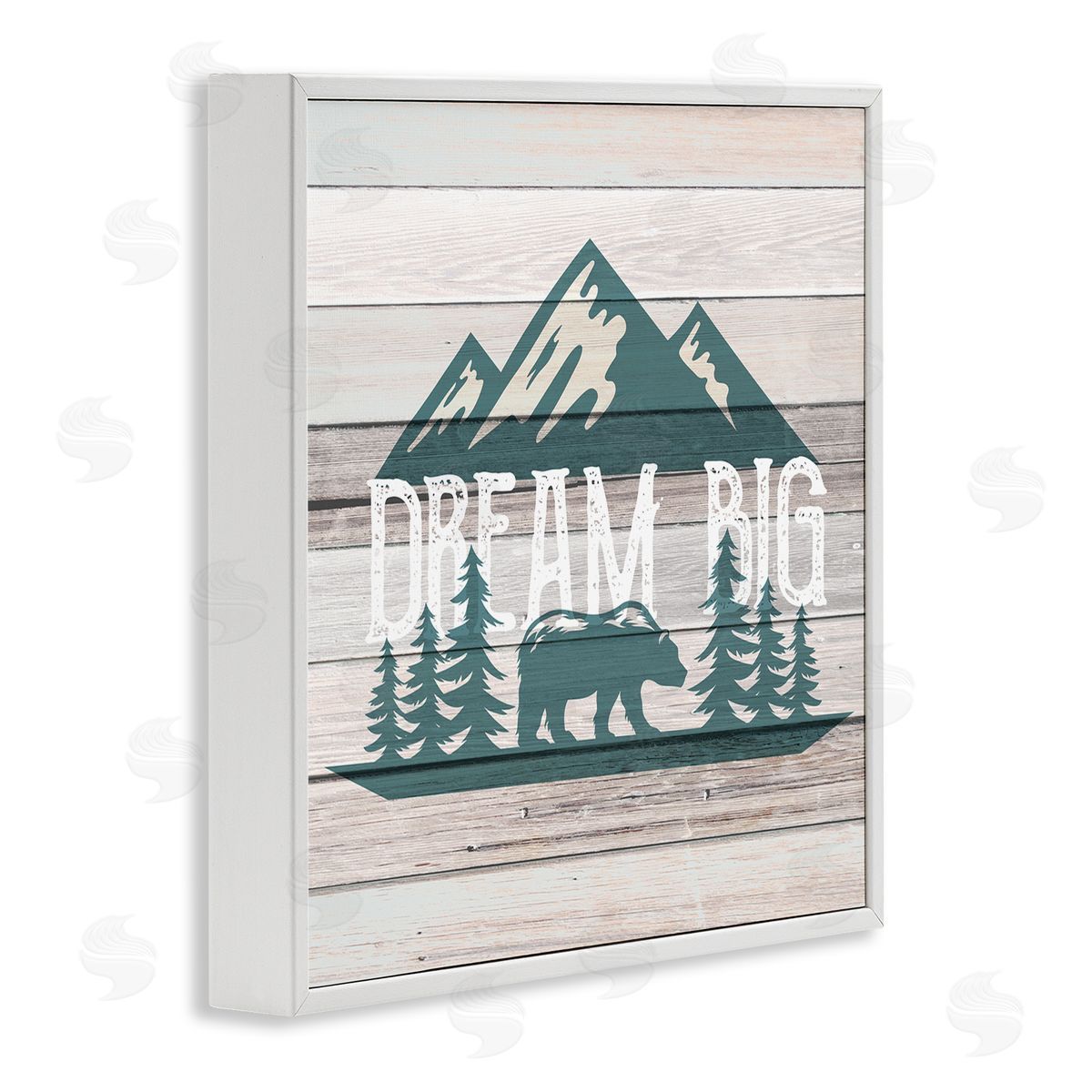 Dream Big Rustic Mountain White Frame Print Wall Art, Home Decor by Kim Allen