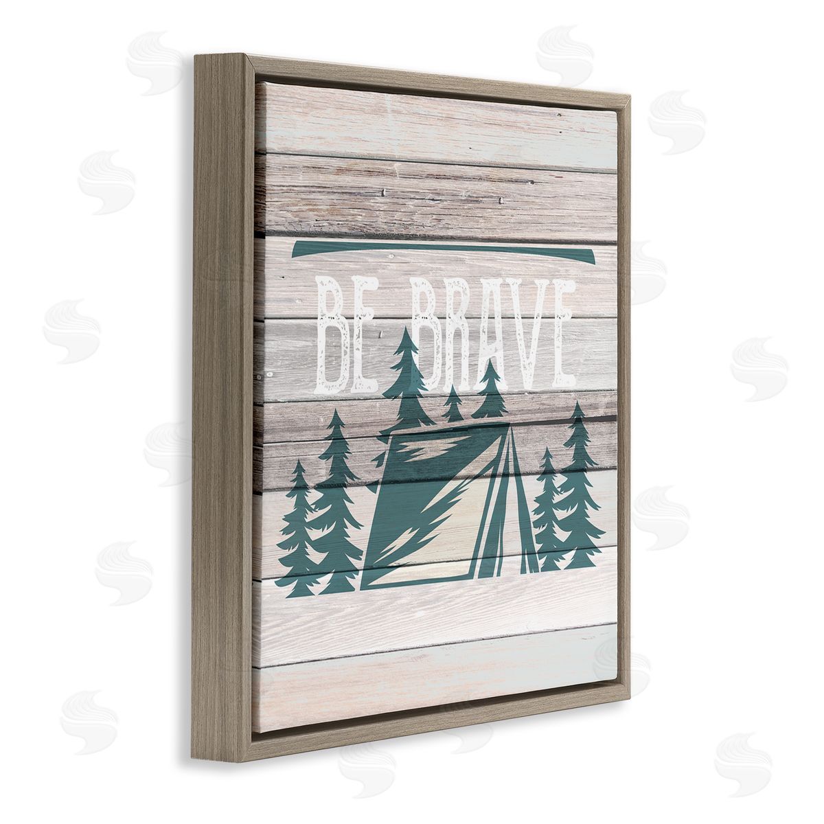 Be Brave Rustic Tent Brown Floating Frame Canvas Wall Art, Home Decor by Kim Allen