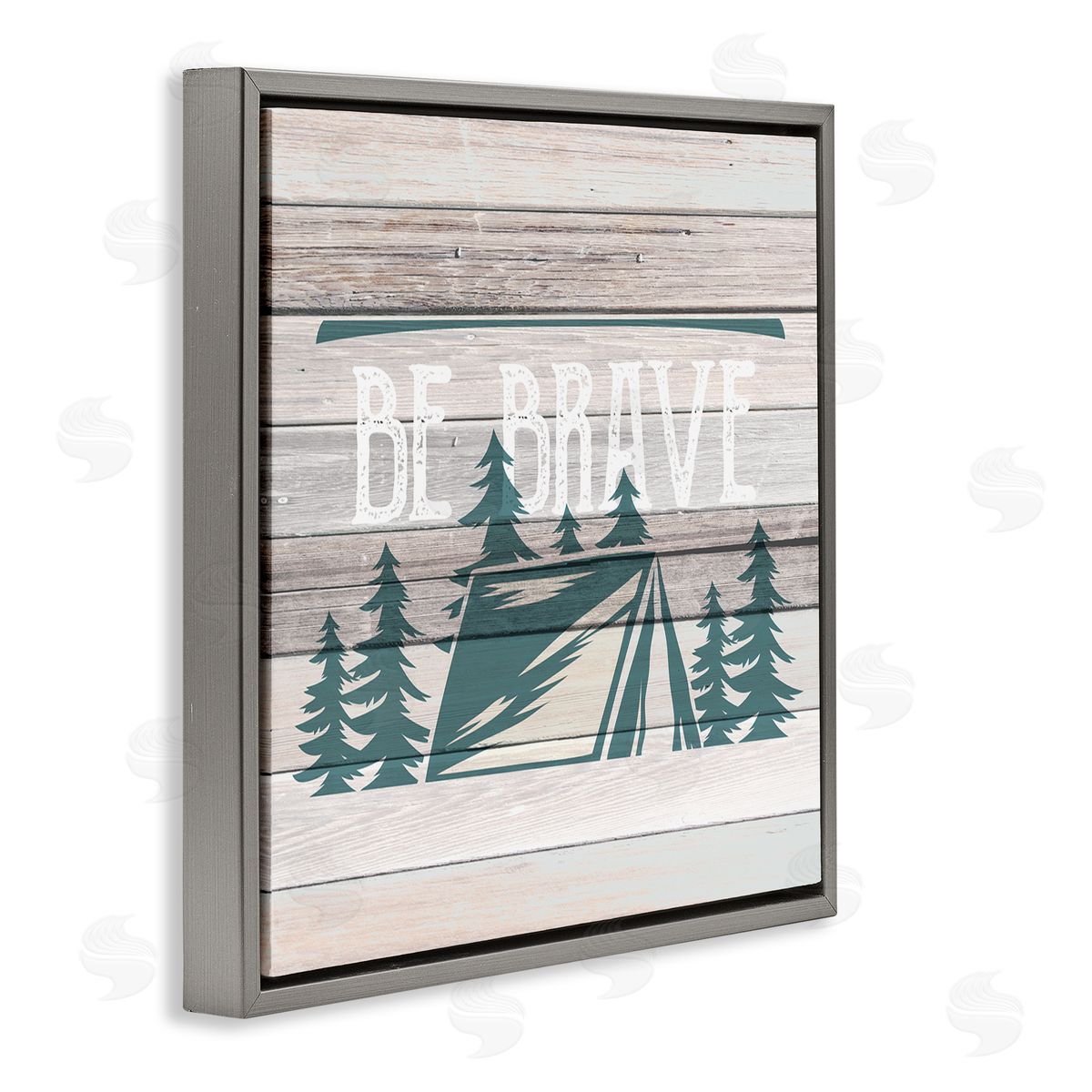 Be Brave Rustic Tent Grey Floating Frame Canvas Wall Art, Home Decor by Kim Allen