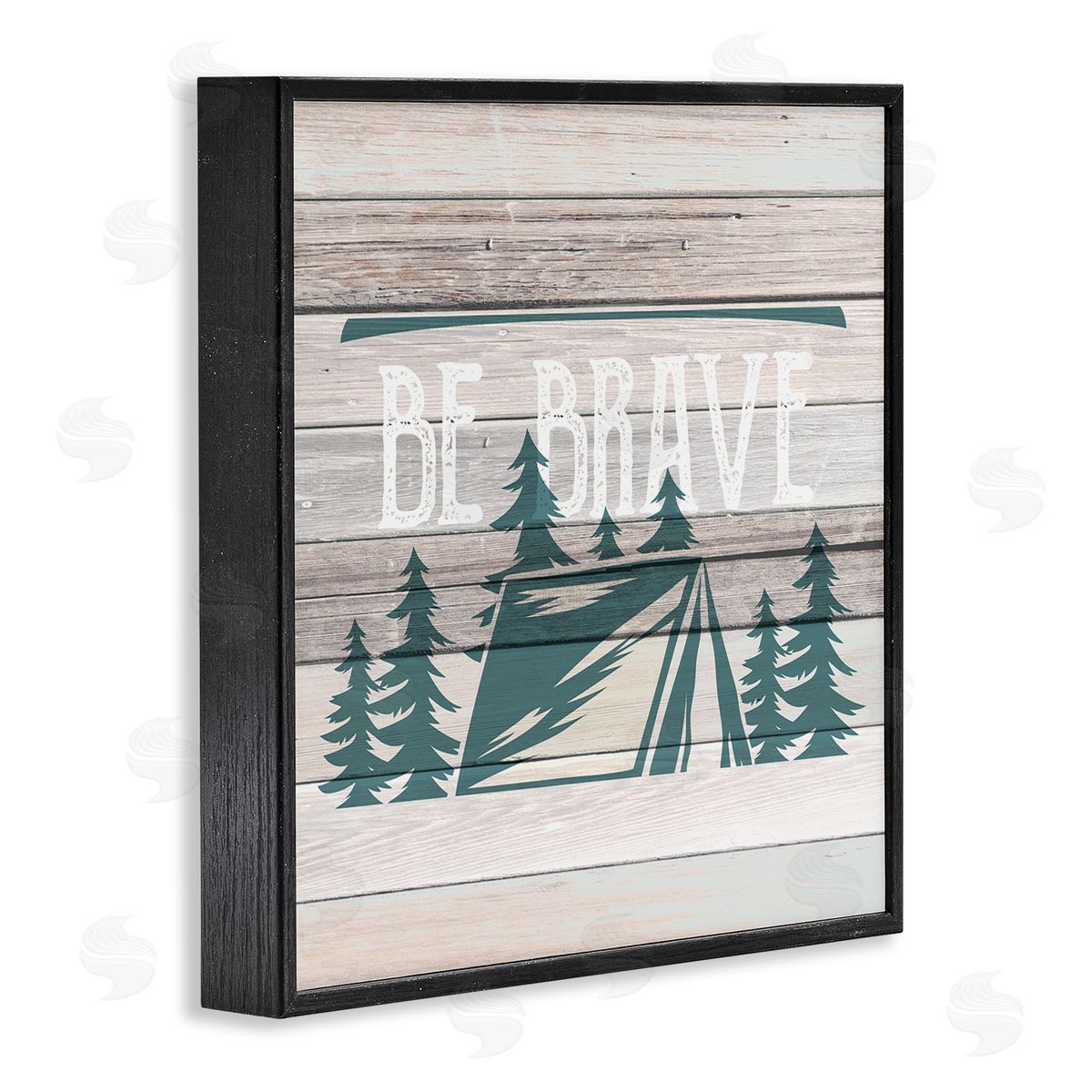 Be Brave Rustic Tent Black Frame Print Wall Art, Home Decor by Kim Allen
