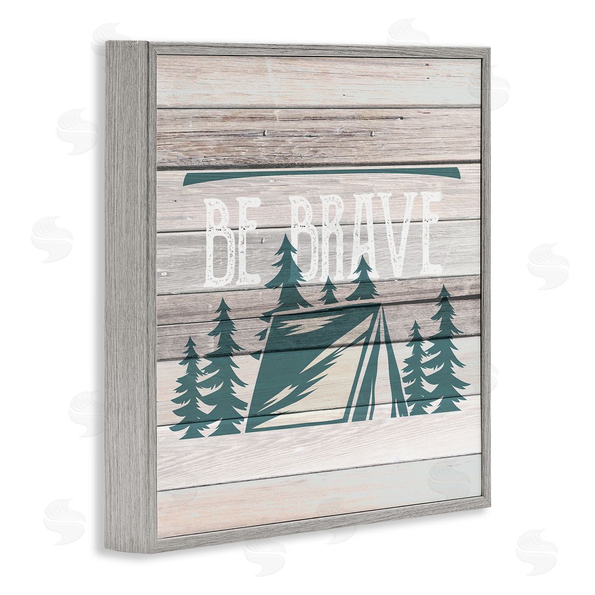 Be Brave Rustic Tent Grey Frame Print Wall Art, Home Decor by Kim Allen