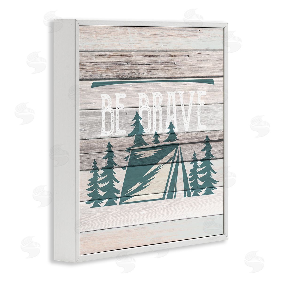 Be Brave Rustic Tent White Frame Print Wall Art, Home Decor by Kim Allen