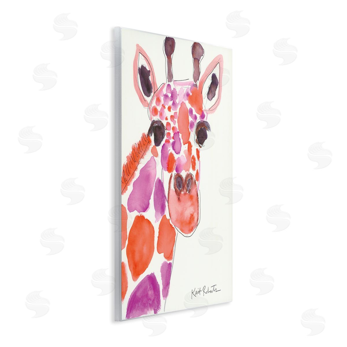 Abstract Giraffe Red and Purple Wood Plaque Wall Art, Home Decor by Kait Roberts