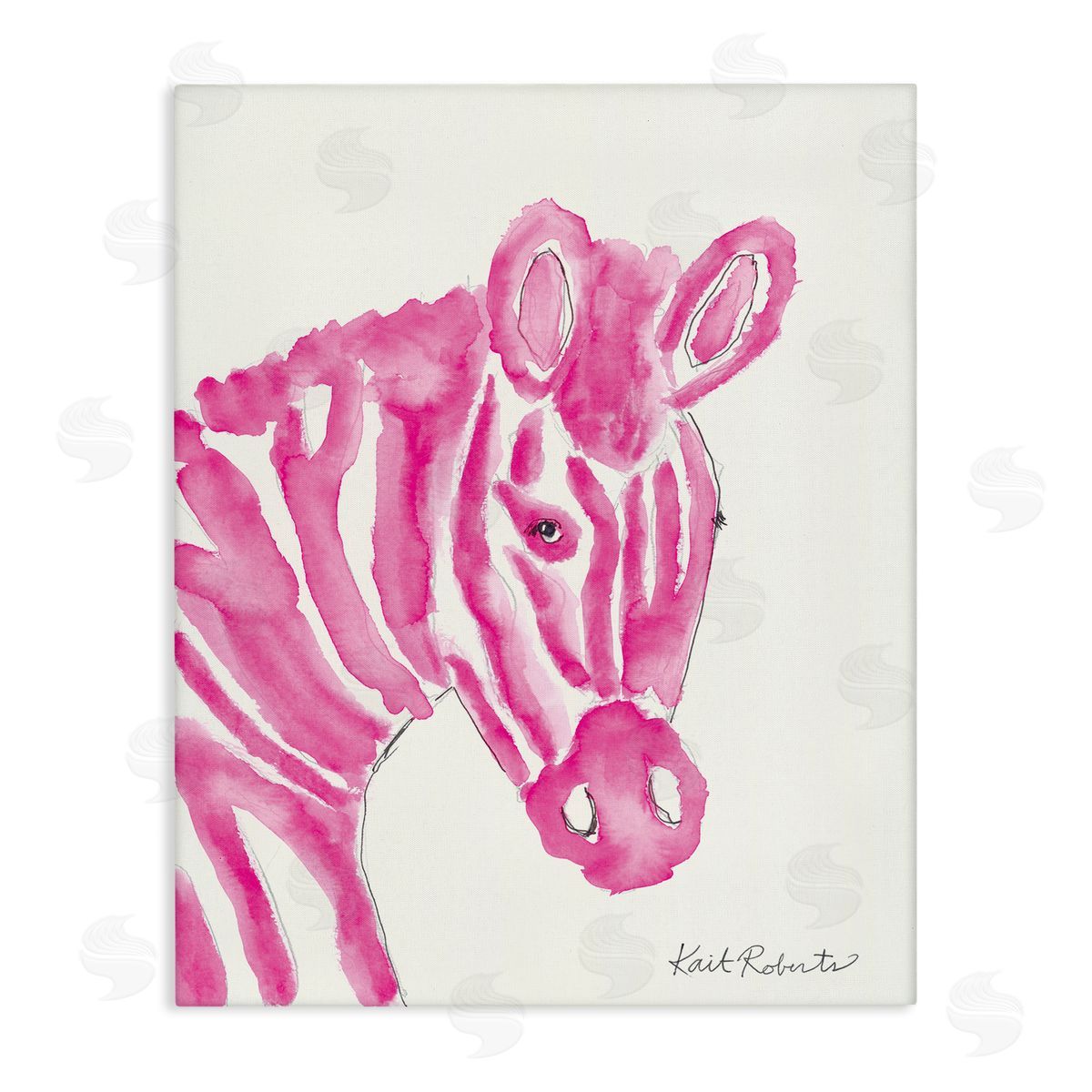 Abstract Zebra Pink Portrait Canvas Wall Art, Home Decor by Kait Roberts