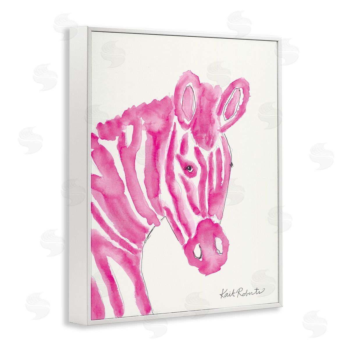 Abstract Zebra Pink Portrait White Frame Print Wall Art, Home Decor by Kait Roberts